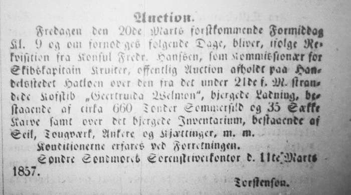 Illustrasjon frå «Nederlandsk forlis i Ulstein»
